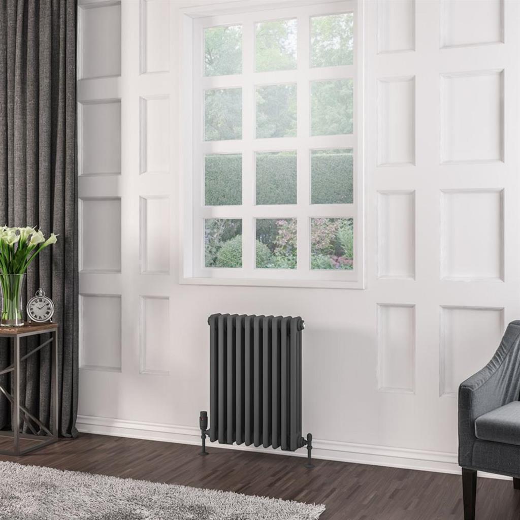 Rivassa 3 Column Radiator 600 x 473mm Matt Anthracite