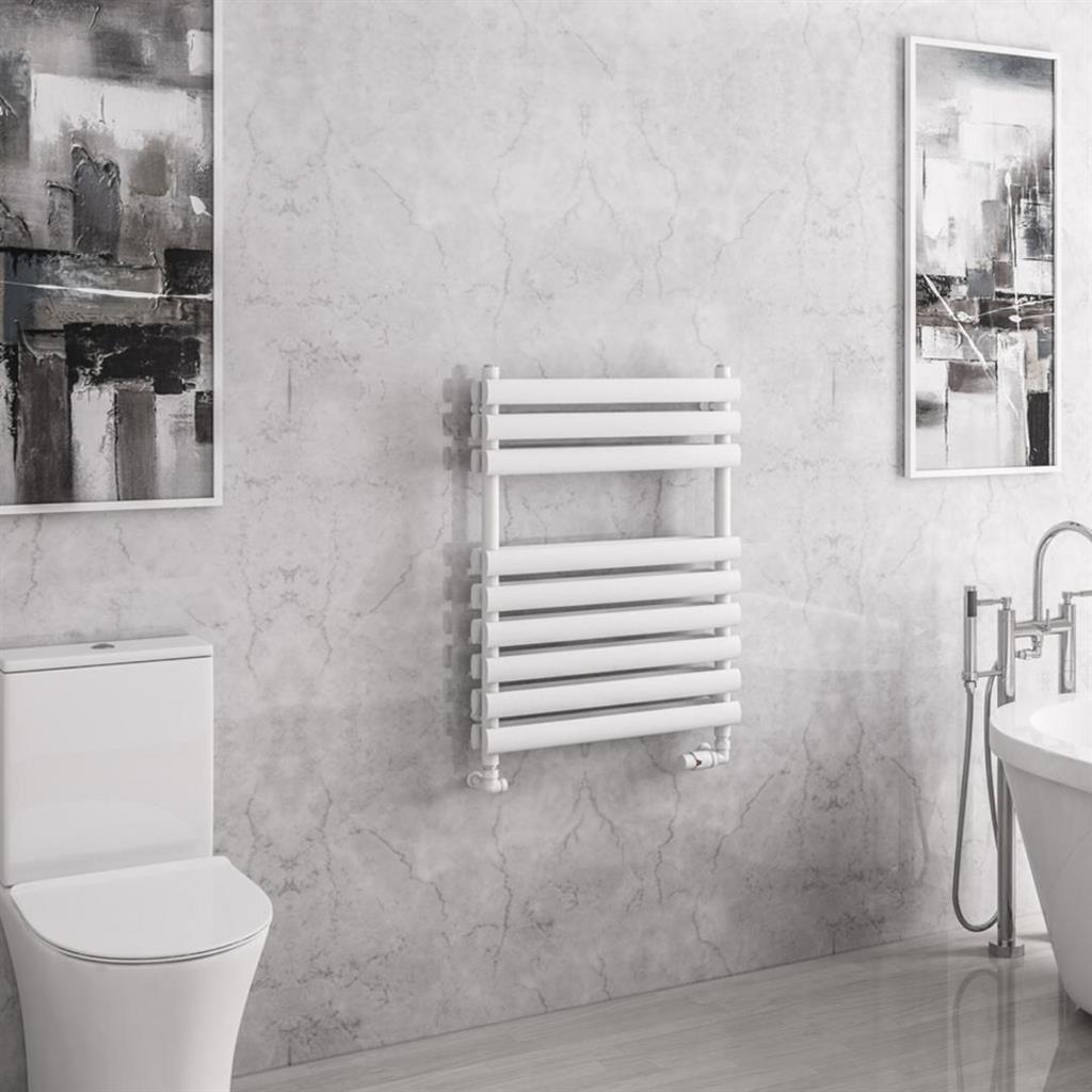 Tunstall Double 800 x 600 Towel Rail Matt White