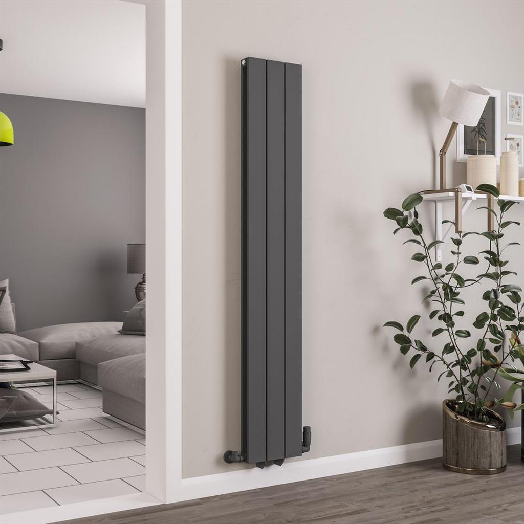 Queenswood 1800 x 291 Aluminium Radiator Matt Anthracite