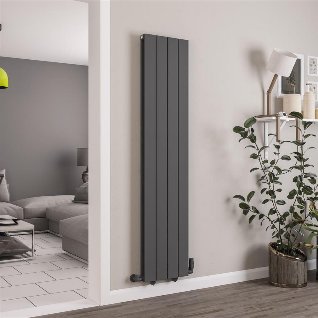 Queenswood 1800 x 388 Aluminium Radiator Matt Anthracite