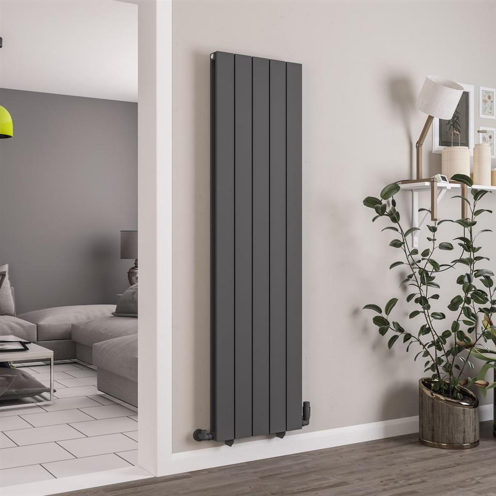 Queenswood 1800 x 485 Aluminium Radiator Matt Anthracite