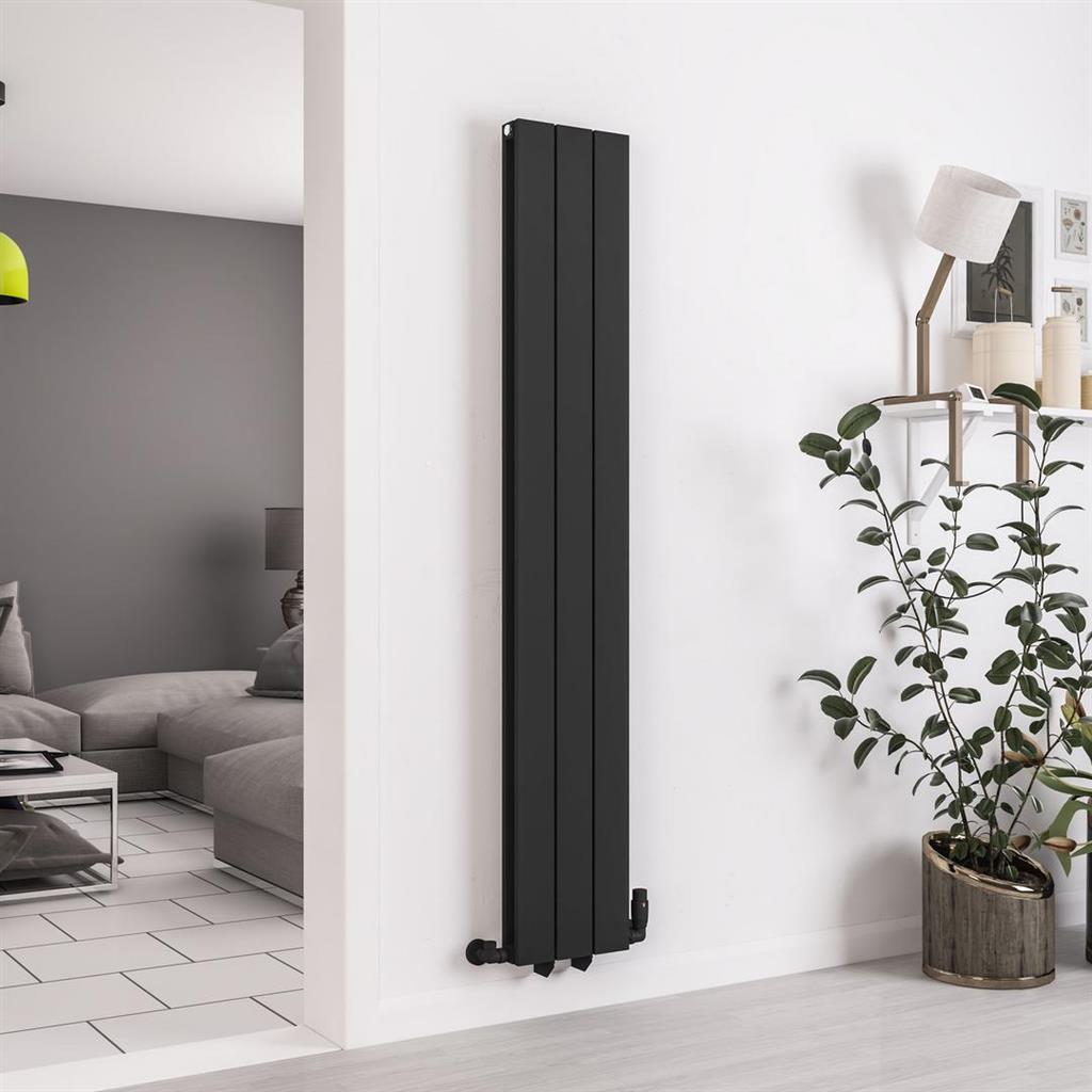 Queenswood 1800 x 291 Aluminium Radiator Matt Black