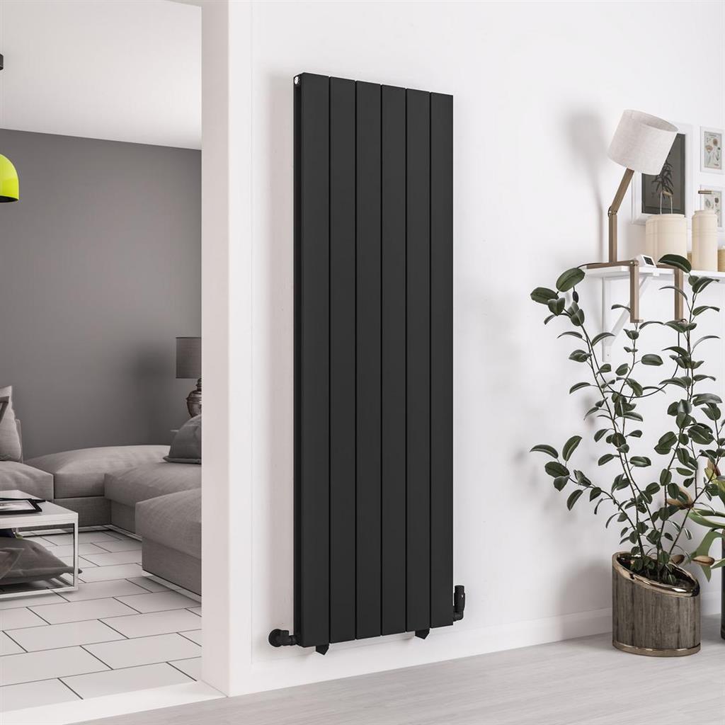 Queenswood 1800 x 582 Aluminium Radiator Matt Black