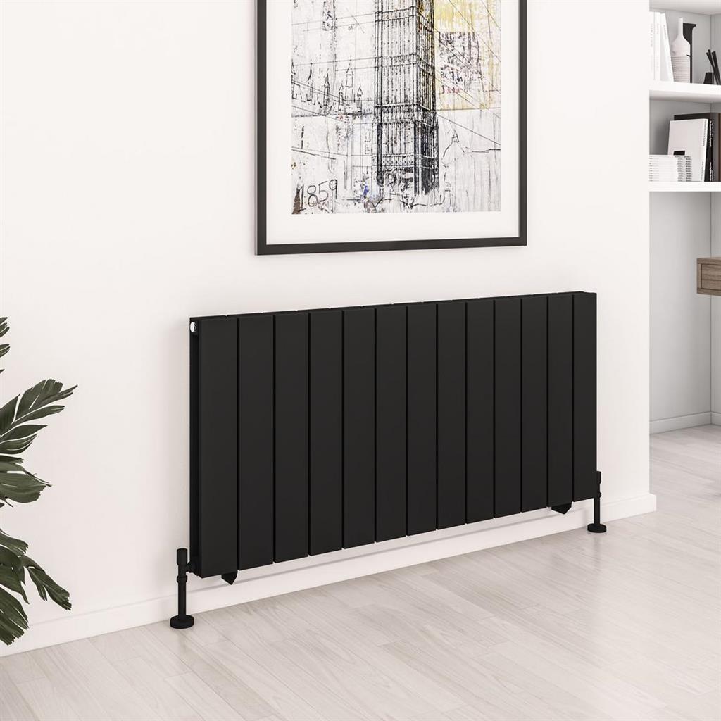 Queenswood 600 x 1261 Aluminium Radiator Matt Black