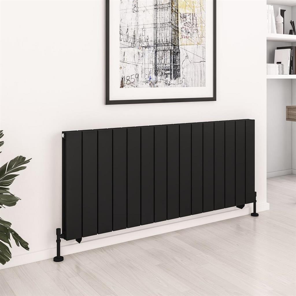 Queenswood 600 x 1455 Aluminium Radiator Matt Black