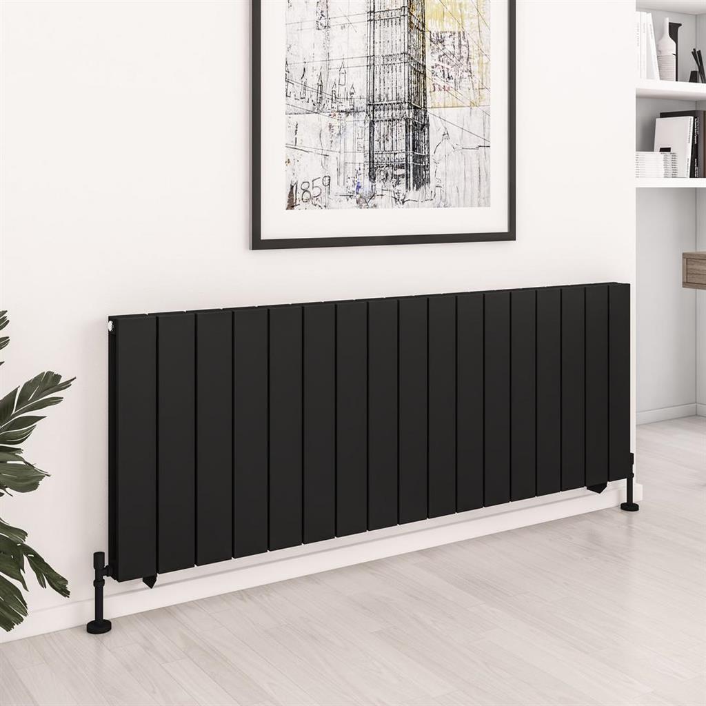 Queenswood 600 x 1649 Aluminium Radiator Matt Black