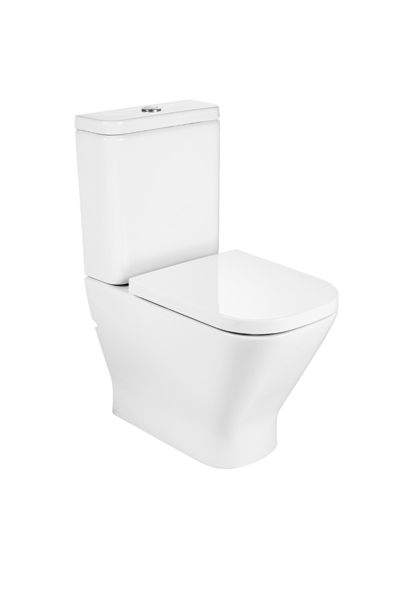SQUARE - Compact back to wall vitreous china Rimless close-coupled WC with dual outlet