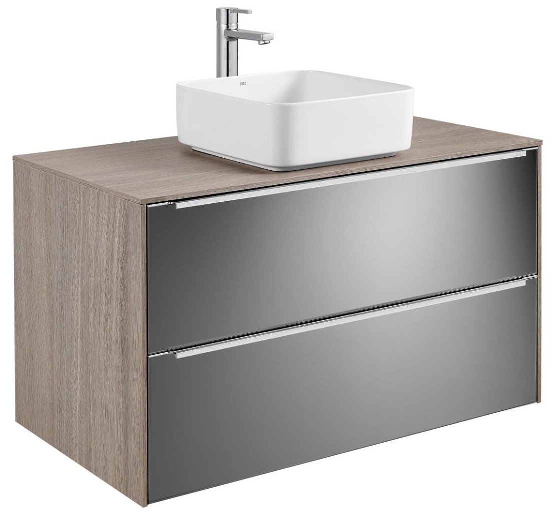 857002403 + 857012402 Base unit for over countertop basin CITY OAK / DARK MIRROR