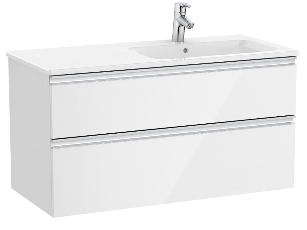 The Gap Unik (base unit with two drawers and right hand basin) Gloss White
