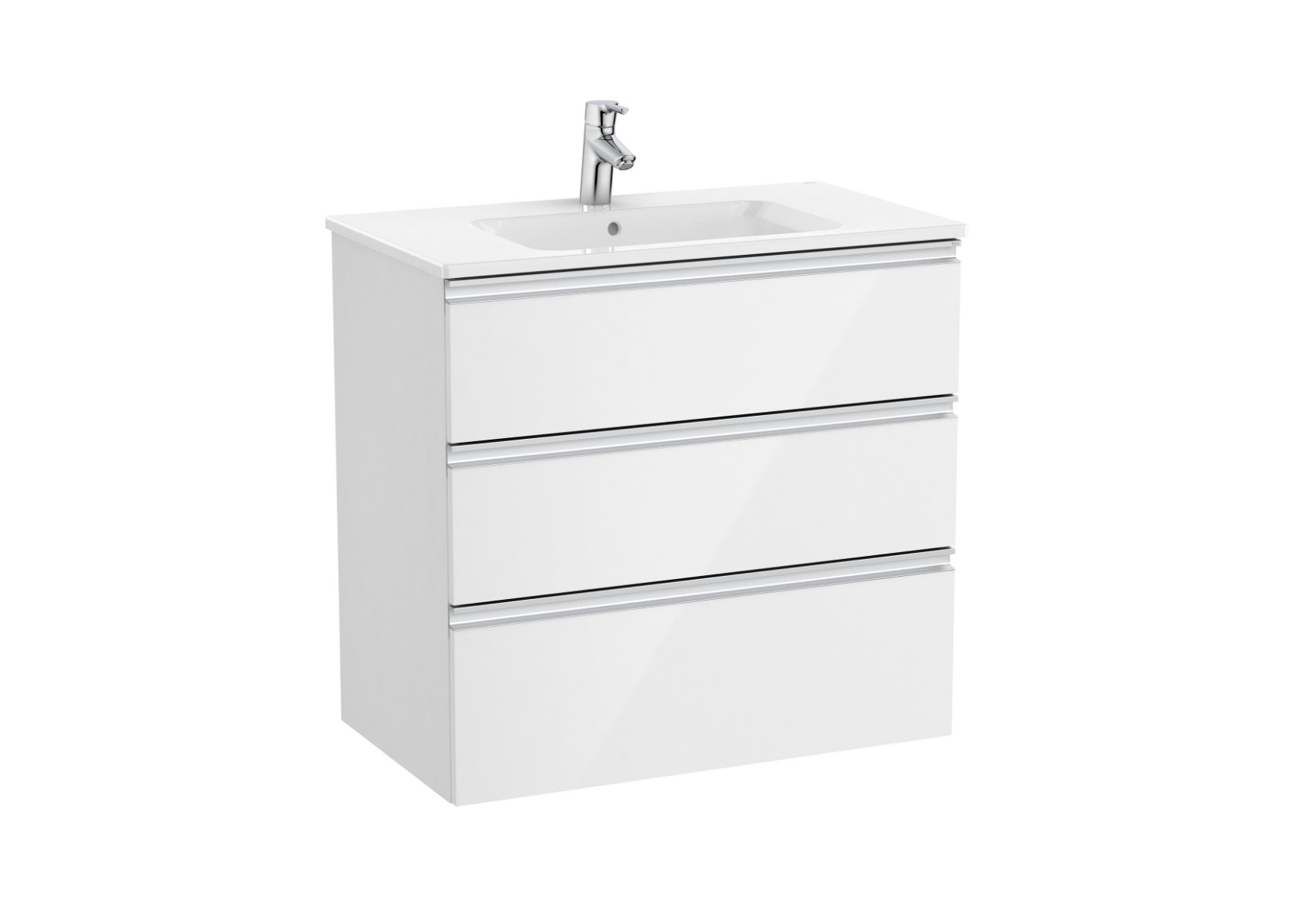 The Gap 800mm Vanity unit with 3 drawers and basin - Glossy White
