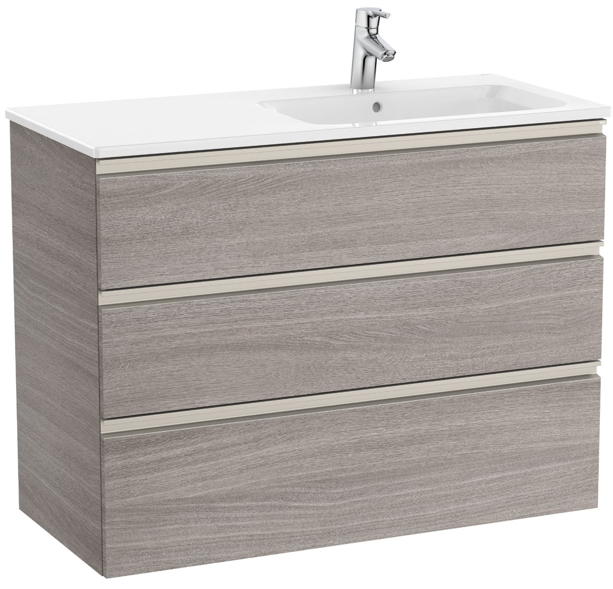Unik (base unit with three drawers and right hand basin)