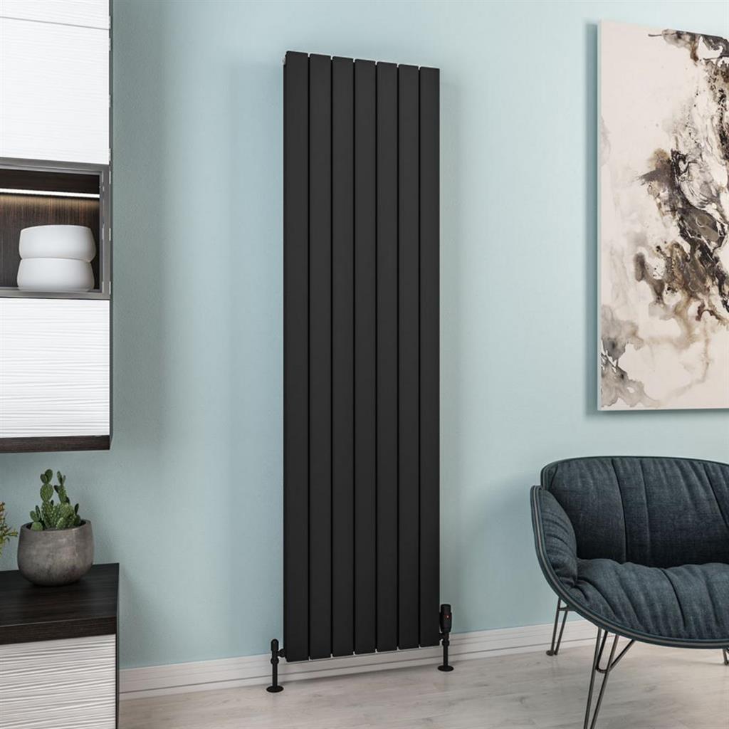 Hadleigh 1800 x 485 Aluminium Radiator Matt Black