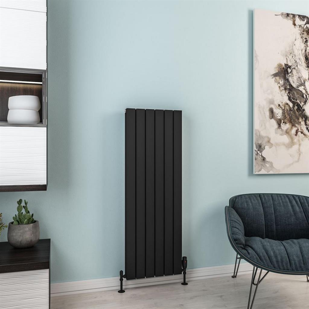 Hadleigh 1200 x 415 Aluminium Radiator Matt Black