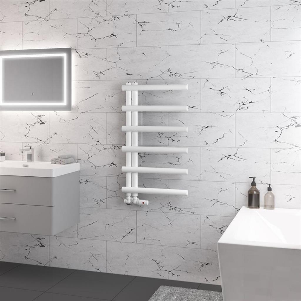 Marlow E-Style 850 x 500 Towel Rail Matt White