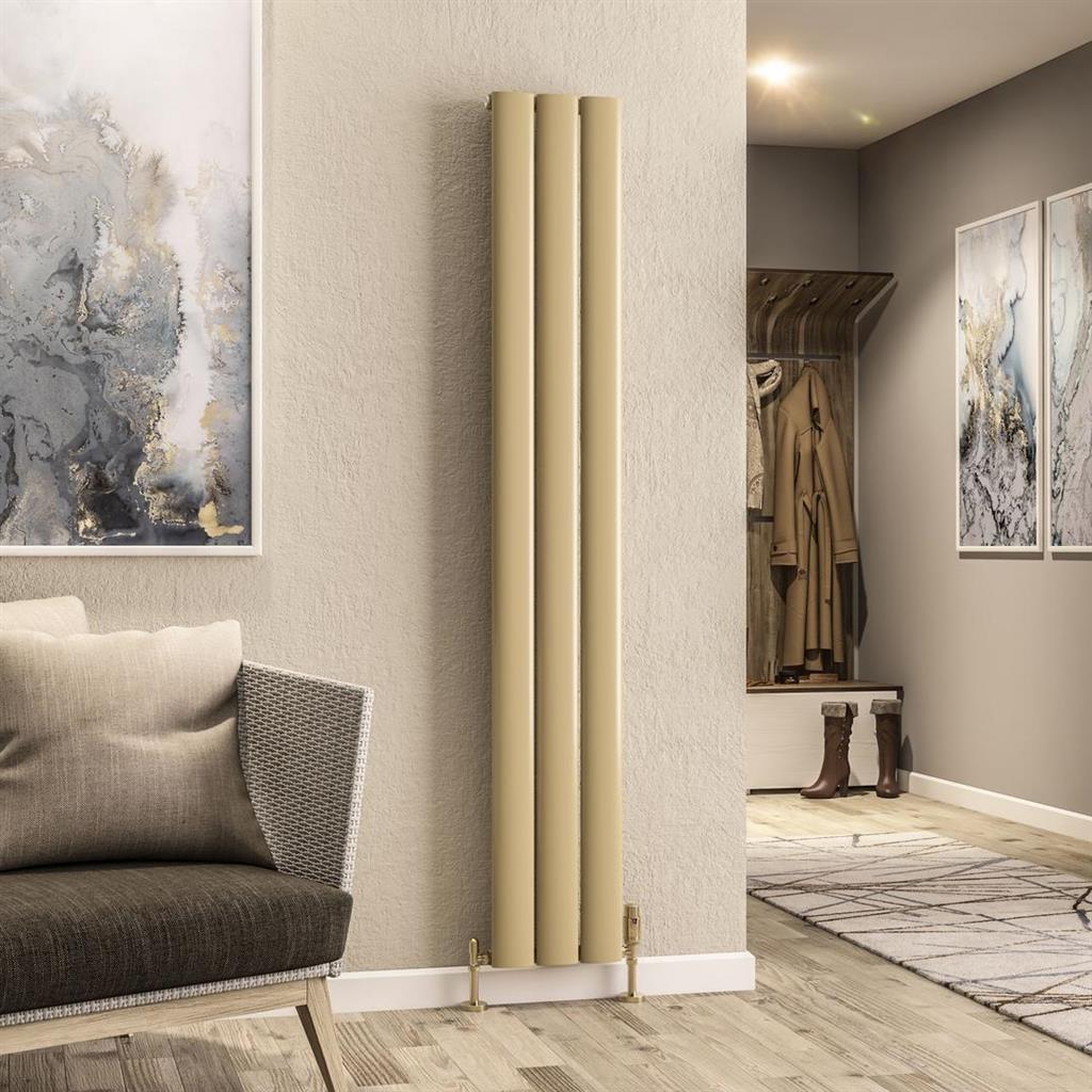 Malmesbury 1800 x 280 Aluminium Radiator Brass Effect