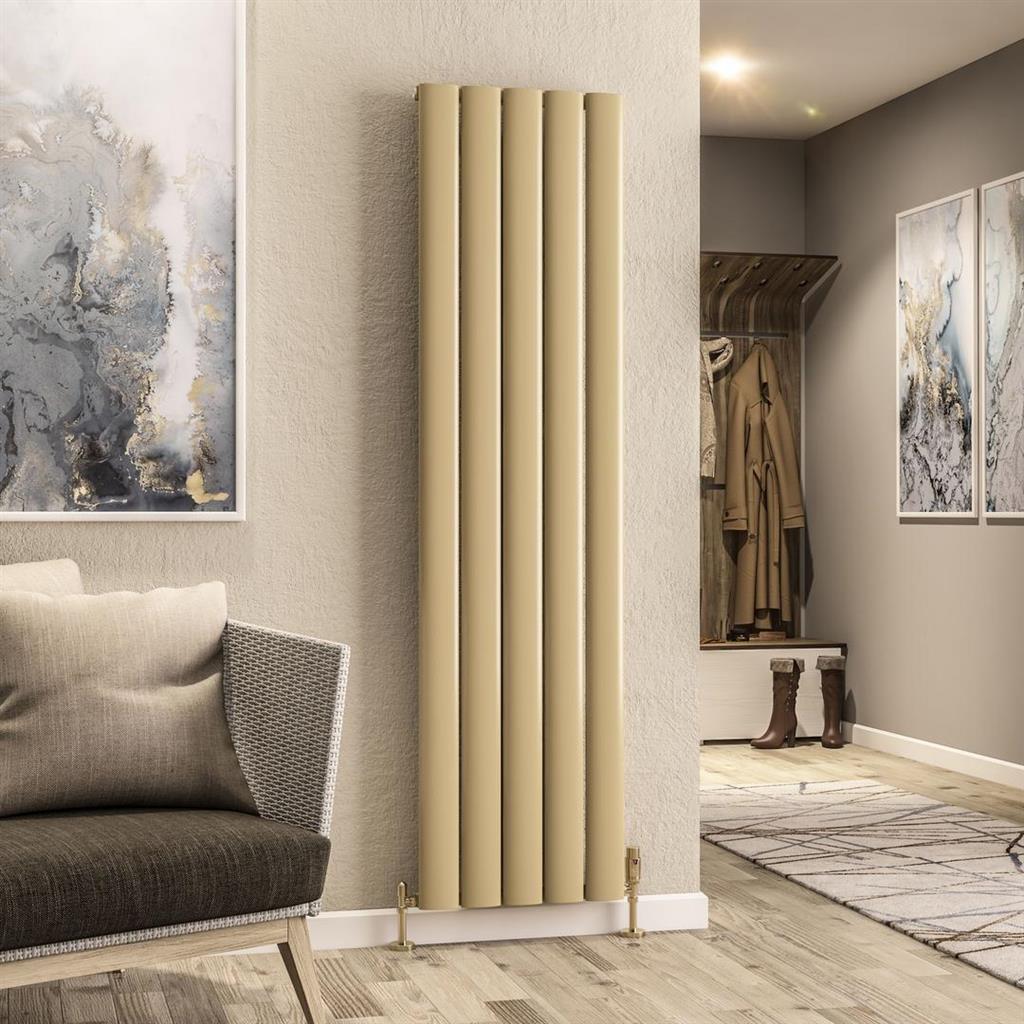 Malmesbury 1800 x 470 Aluminium Radiator Brass Effect