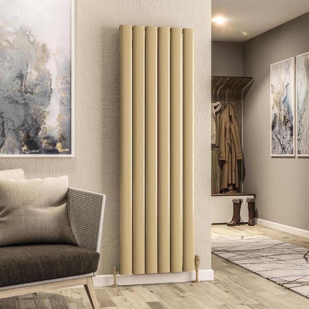 Malmesbury 1800 x 565 Aluminium Radiator Brass Effect