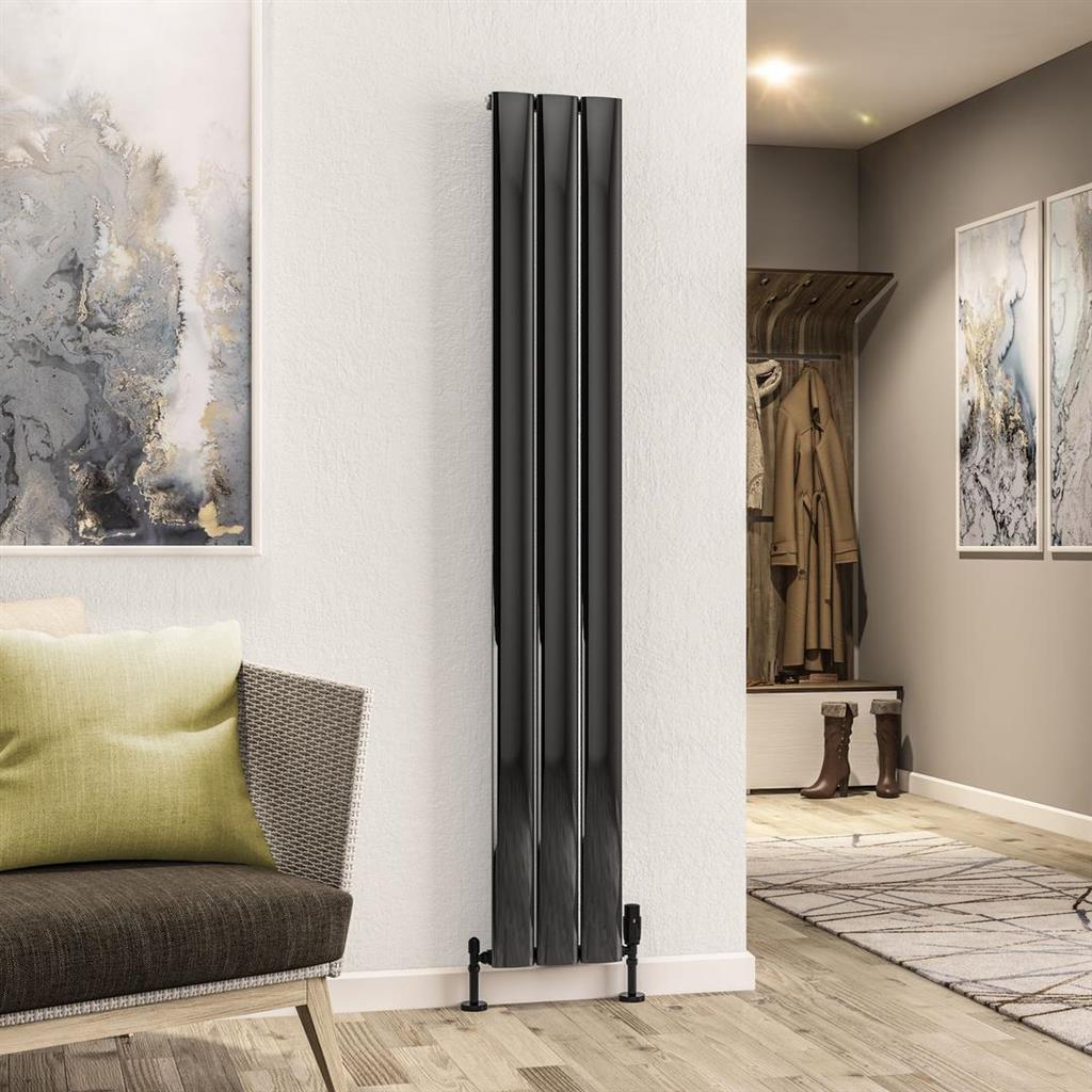 Malmesbury 1800 x 280 Aluminium Radiator Black Effect