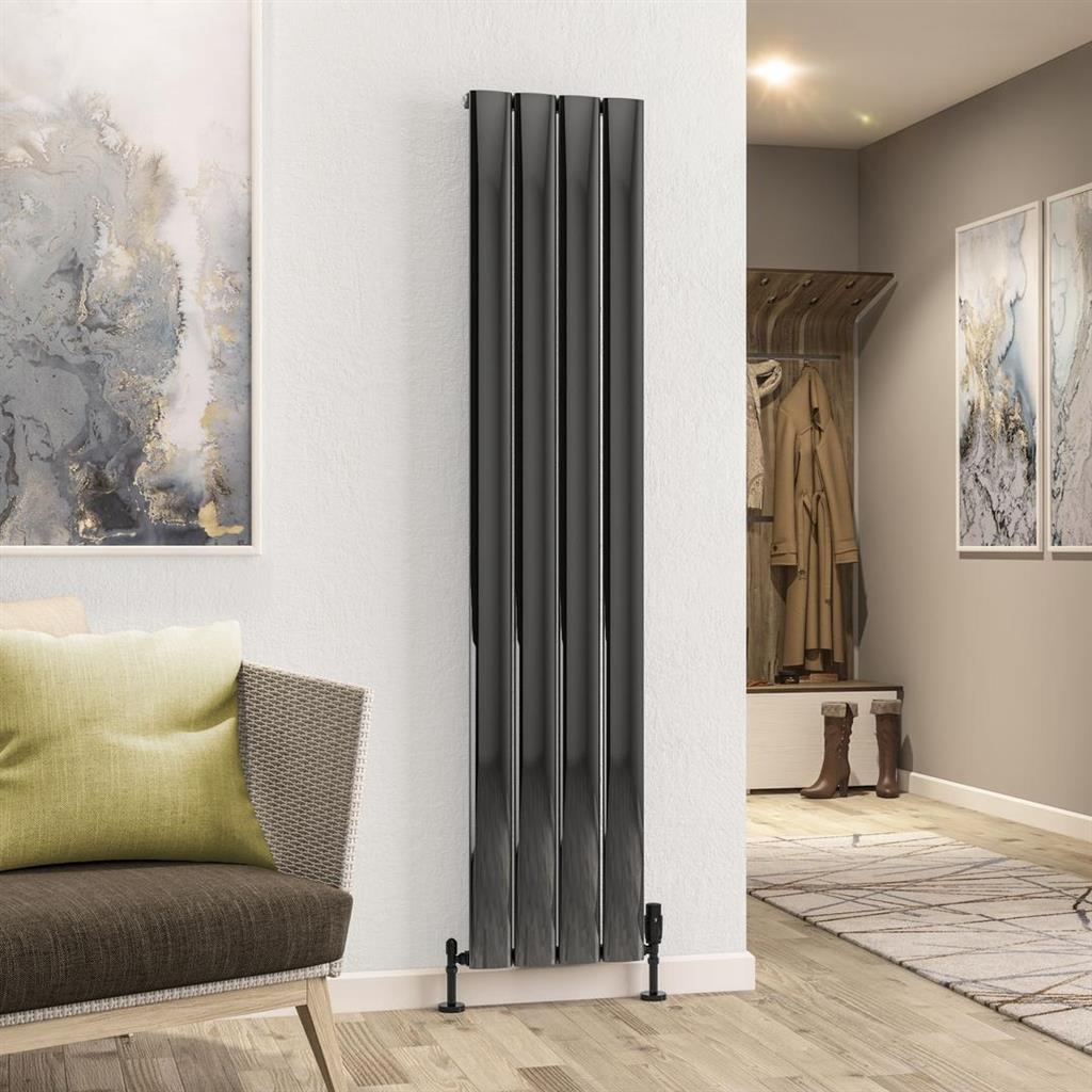 Malmesbury 1800 x 375 Aluminium Radiator Black Effect