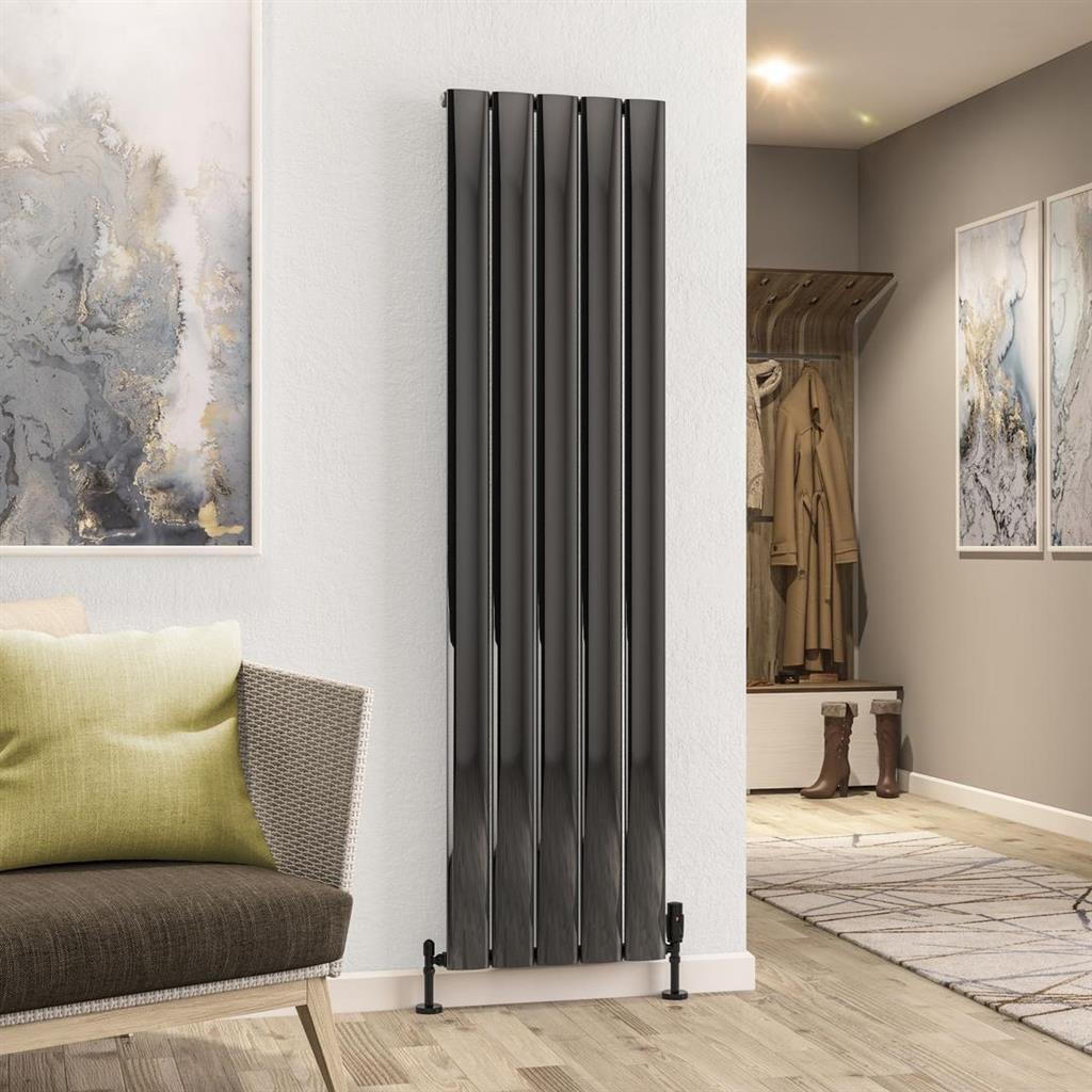 Malmesbury 1800 x 470 Aluminium Radiator Black Effect