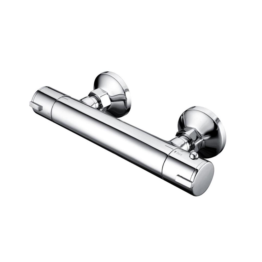 Round Thermostatic Bar Shower Valve with Bottom Outlet - Chrome