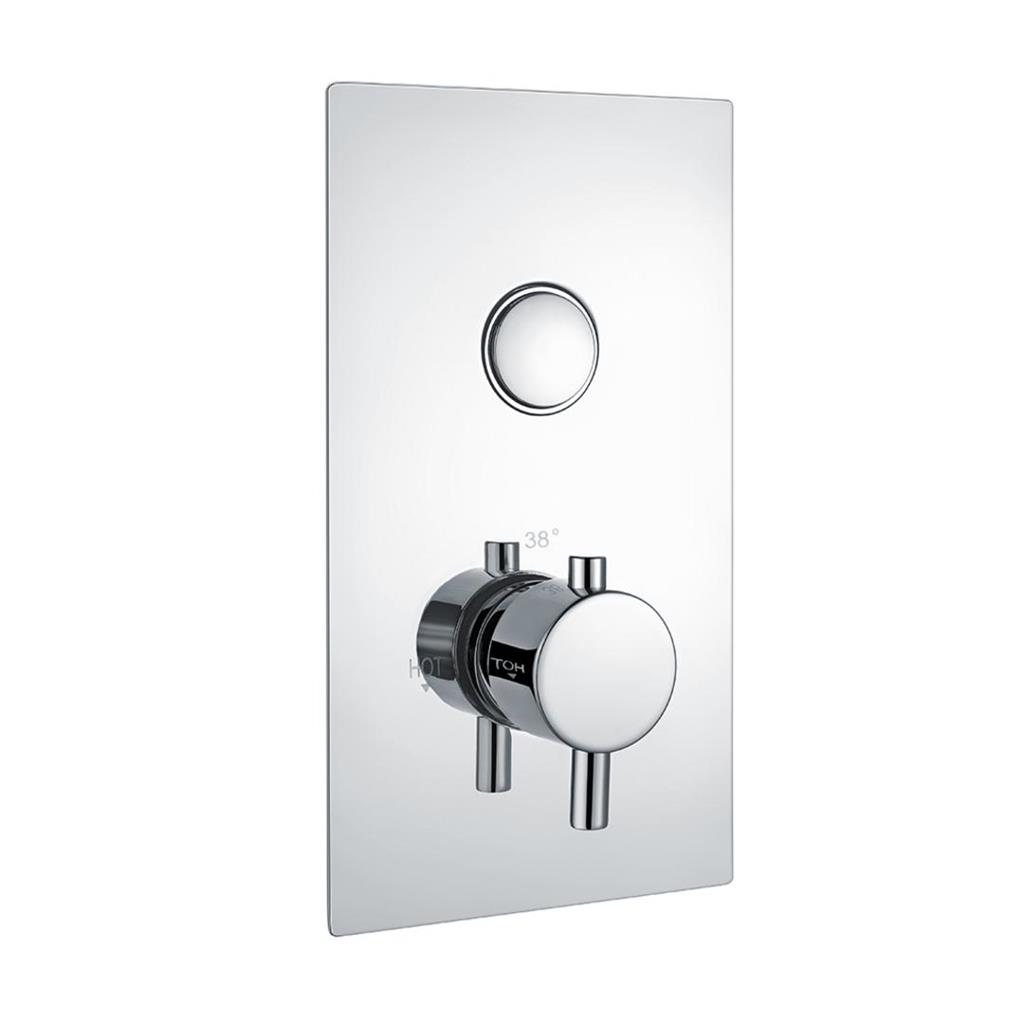 Concealed Thermostatic Shower Valve with Single Round Push Button - Chrome