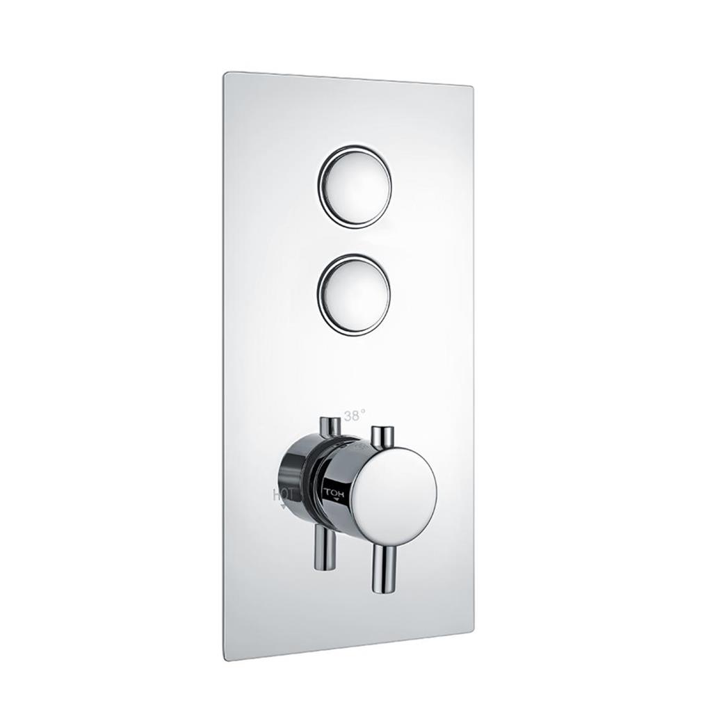 Concealed Thermostatic Shower Valve with Double Round Push Button - Chrome