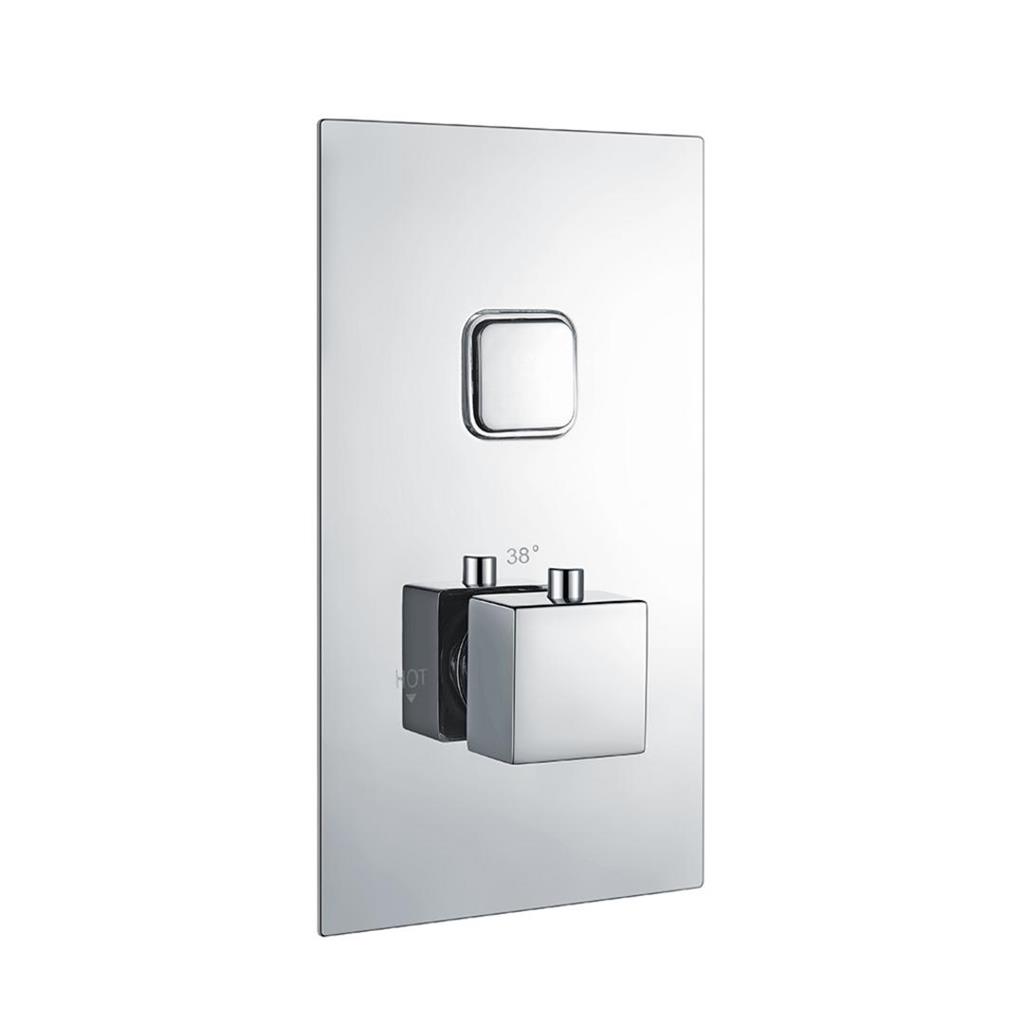 Concealed Thermostatic Shower Valve with Single Square Push Button - Chrome