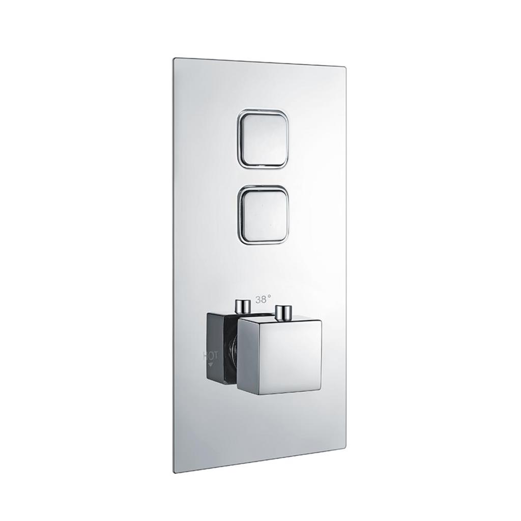 Concealed Thermostatic Shower Valve with Double Square Push Button - Chrome