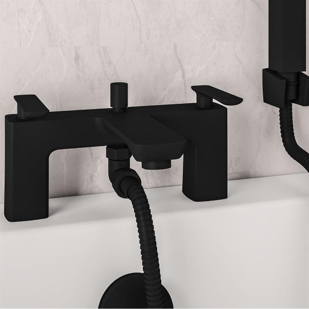 Helston Bath Shower Mixer Tap (BSM) with Handset in Black