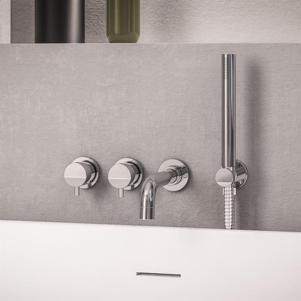 Meriden Wall Mounted 4-hole Thermostatic Bath Shower Mixer Set chrome