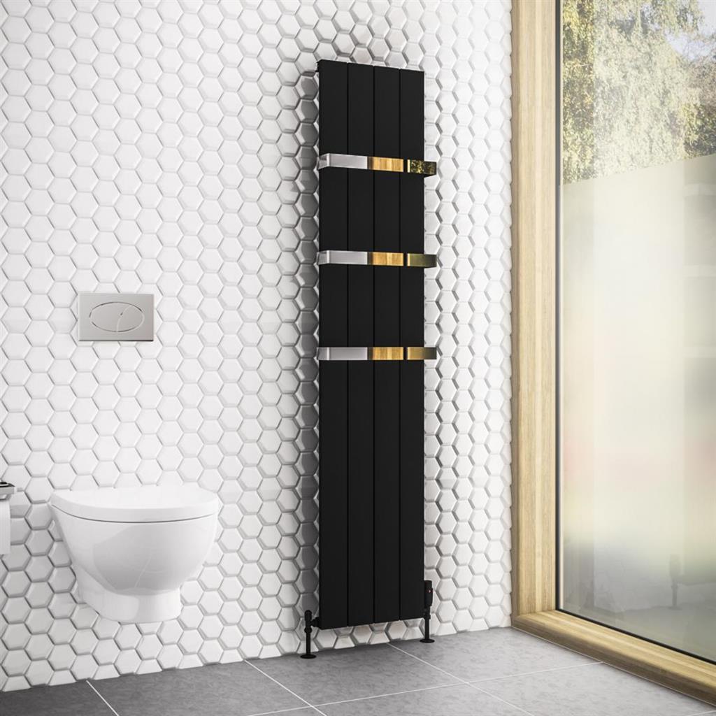 Rosano 1800 x 375 Aluminium Radiator Matt Black