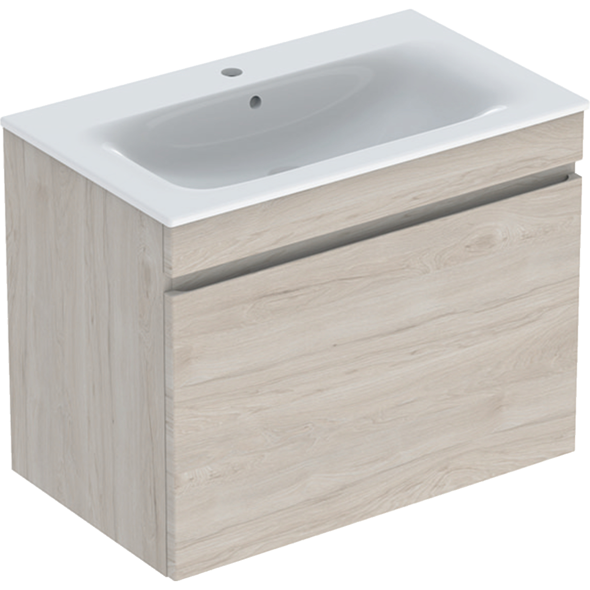 Renova Plan vanity & basin with one drawer 800mm - Light hickory