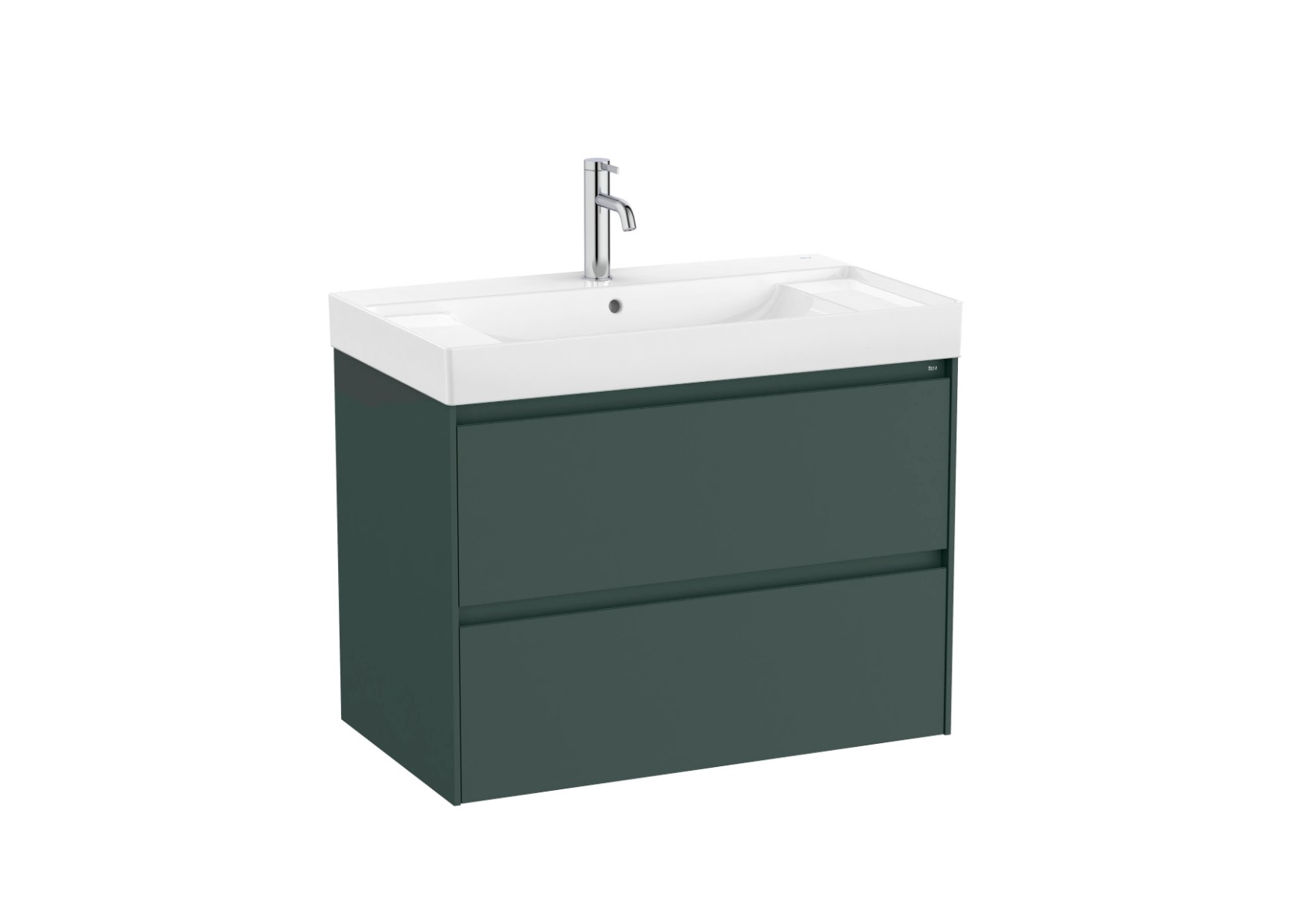 Unik base unit with two drawers and basin - Matt Green