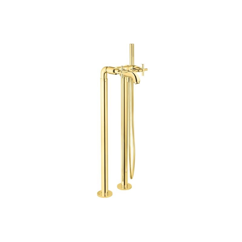 Uno Floor-Mounted Bath Mixer Gold, With Hand Shower