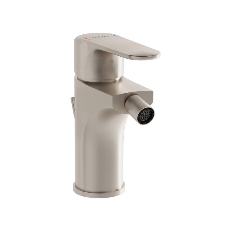 Root Bidet Mixer with pop-up Brushed Nickel, Bidet mixer with pop-up, round