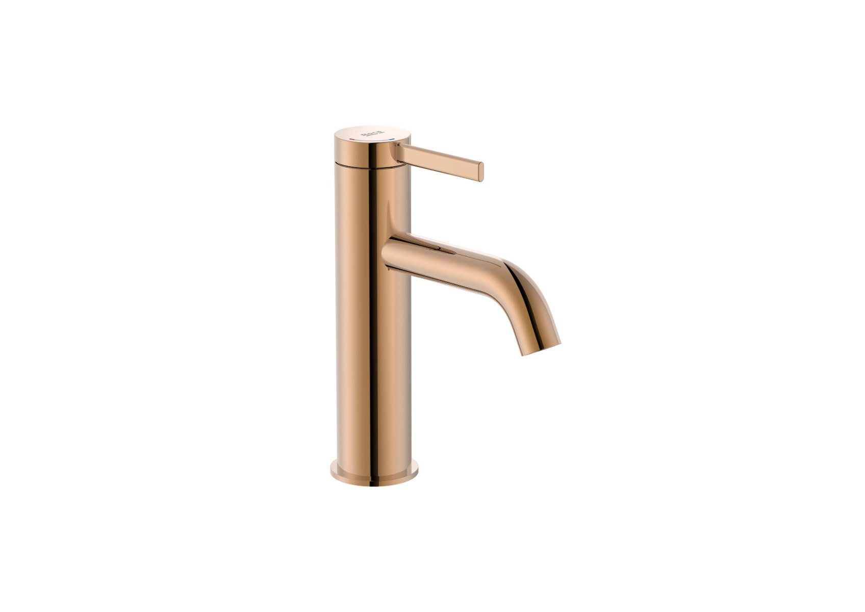 Basin mixer smooth body with click clack waste, Cold Start - Rose gold