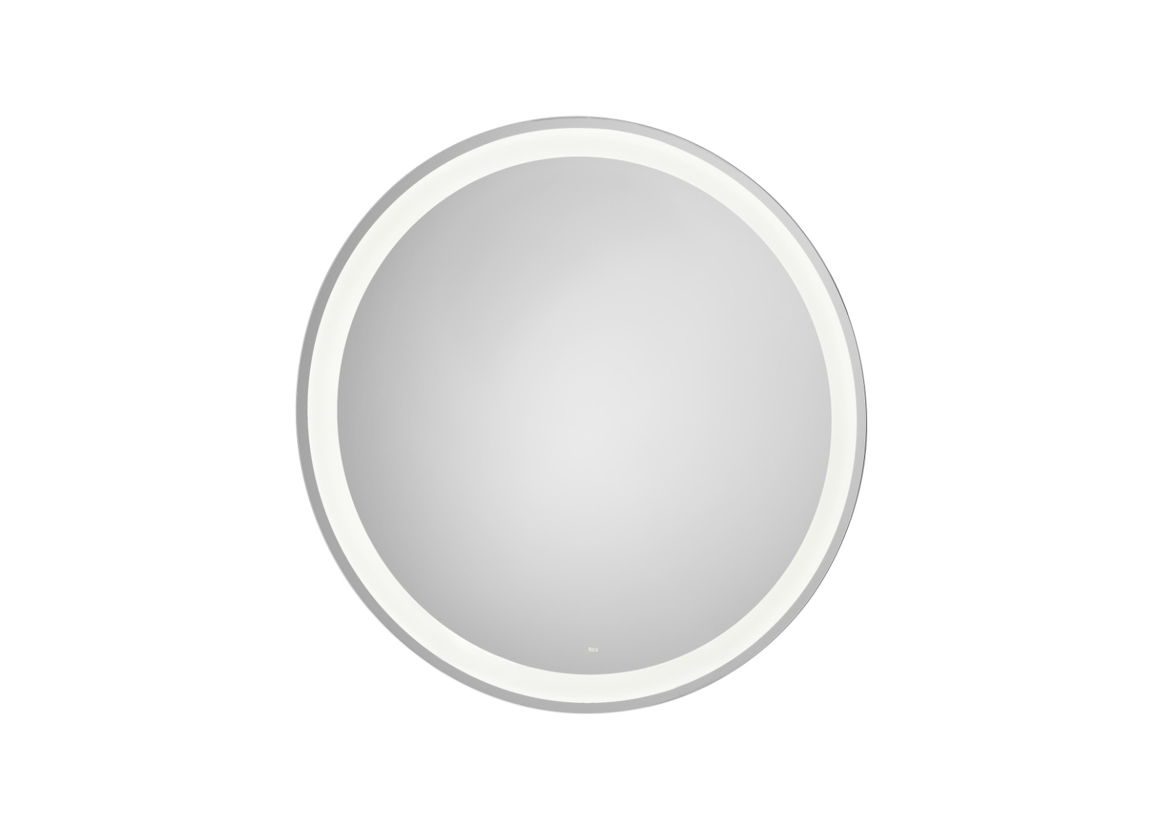 Round mirror with perimetral LED lighting and demister device