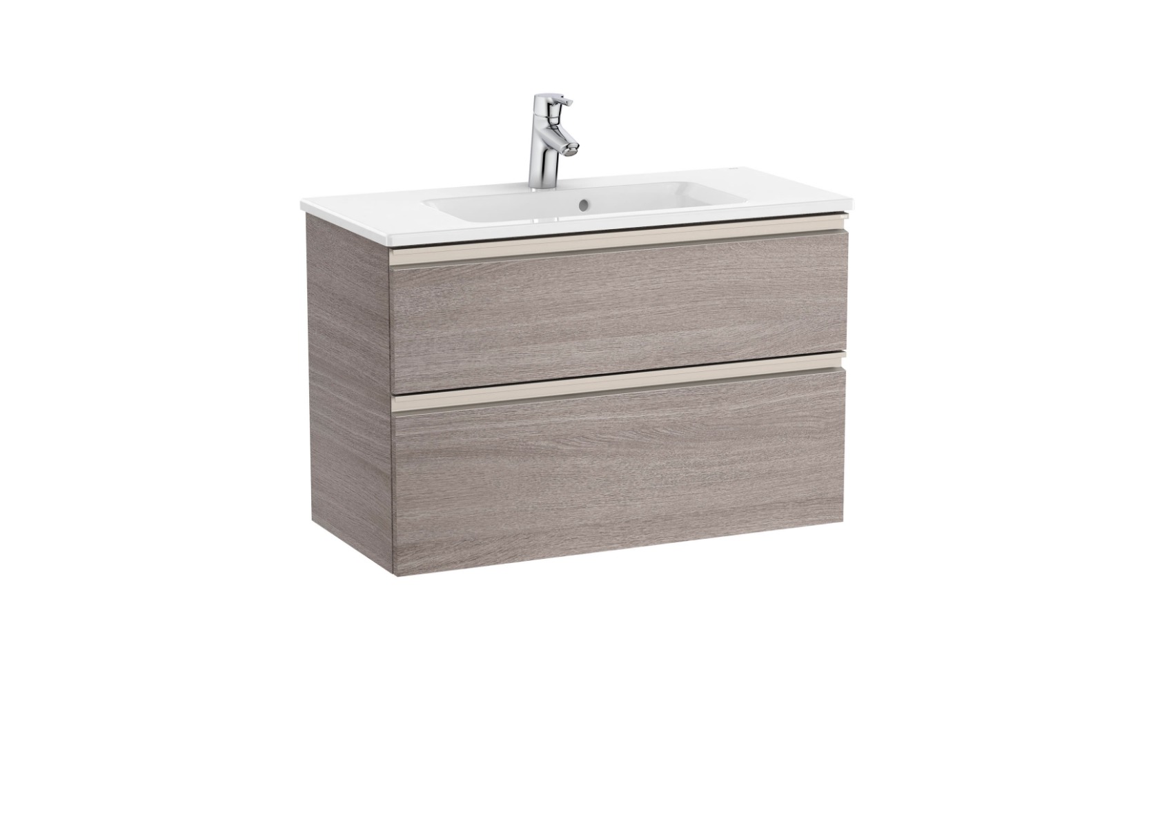 The Gap Compact 800mm vanity unit with 3 drawers and basin - City Oak