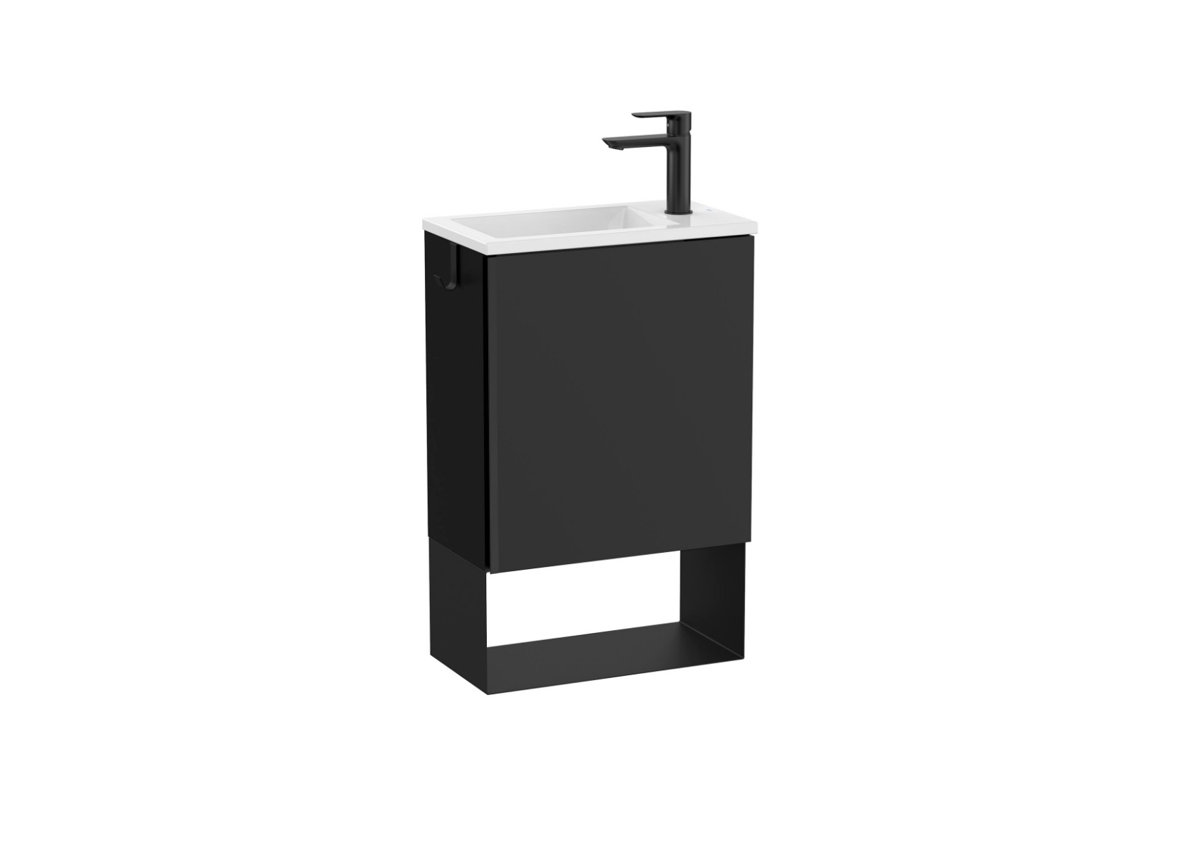 Mini Cloakroom vanity unit and basin 465 x 258 x 700 mm - Matt Black
