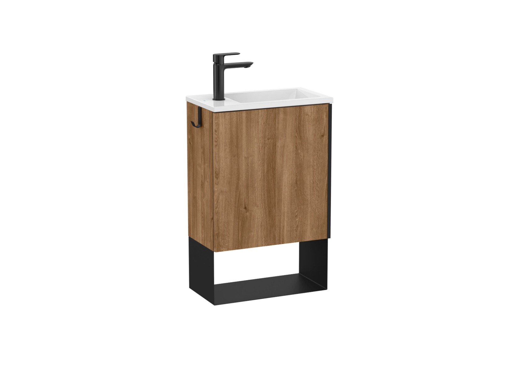 Mini Cloakroom vanity unit and basin 465 x 258 x 700 mm - Western Oak