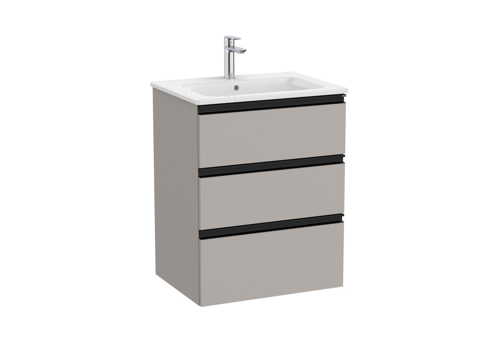 The Gap Vanity unit with 3 drawers and basin 600mm - Matt Grey