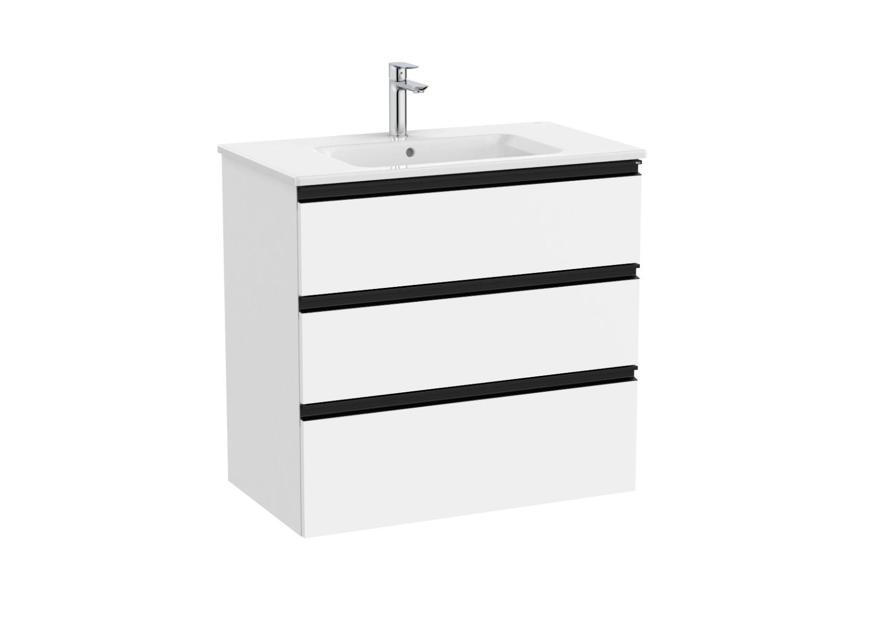 The Gap 800mm Vanity unit with 3 drawers and basin - Matt White