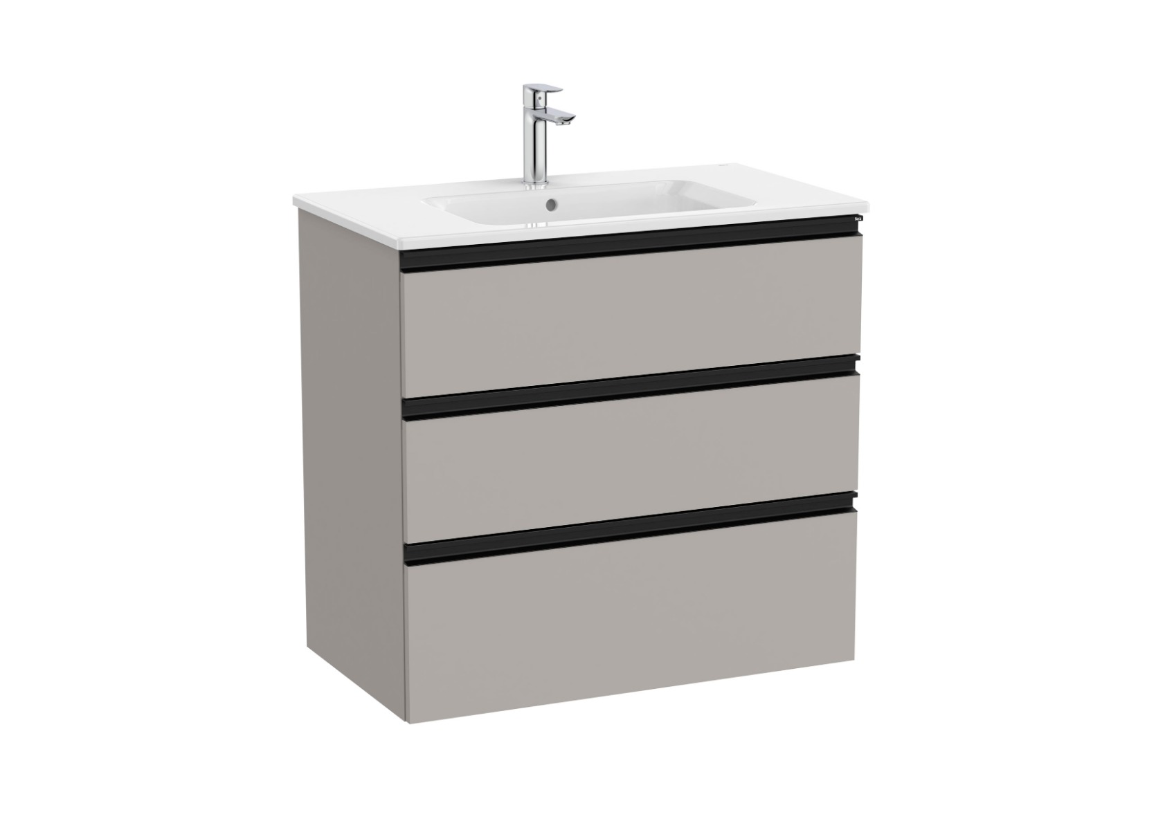The Gap 800mm Vanity unit with 3 drawers and basin - Matt Grey