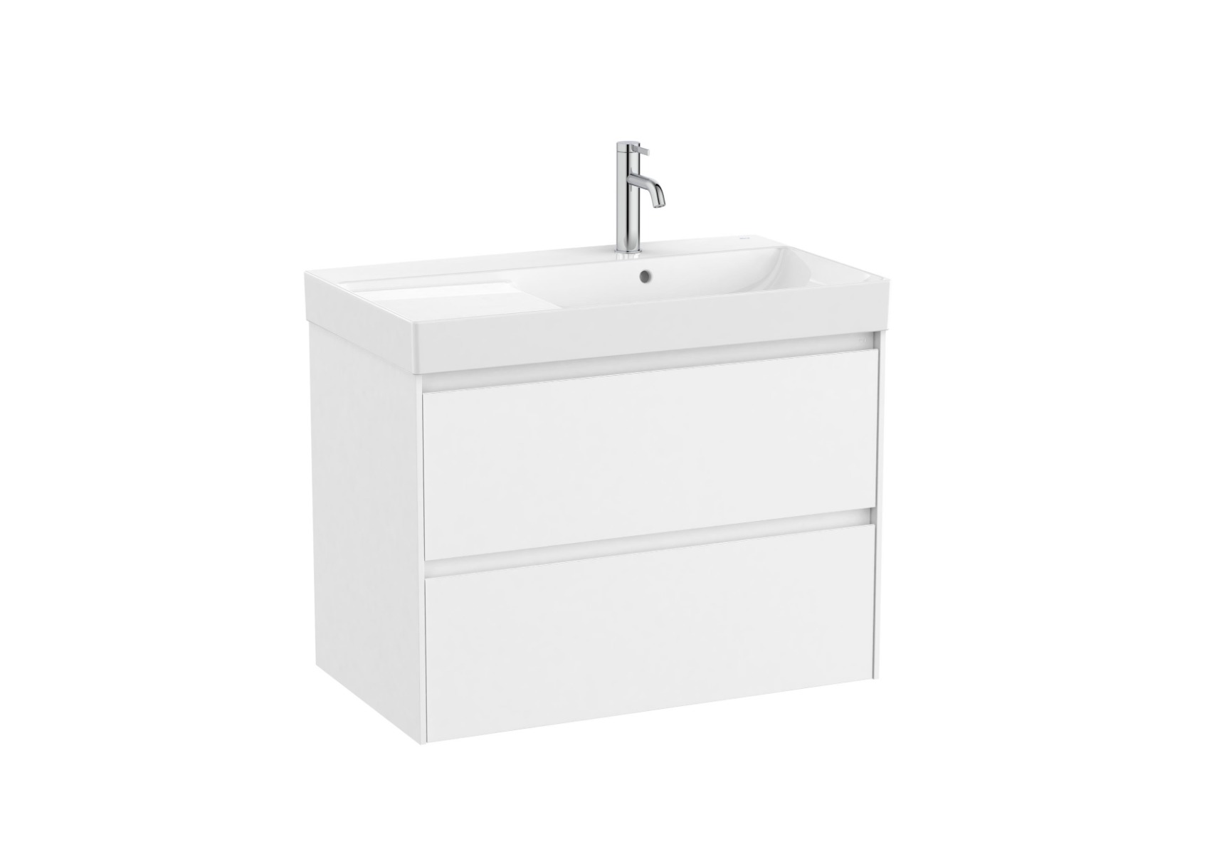 Ona Unik 800mm (base unit with two drawers and right hand basin) - Matt White