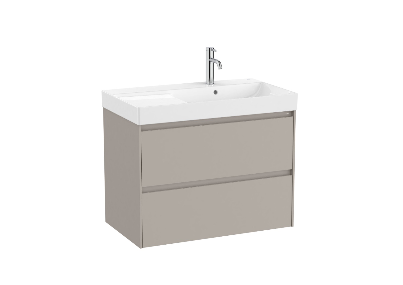 Ona Unik 800mm (base unit with two drawers and right hand basin) - Sand Grey