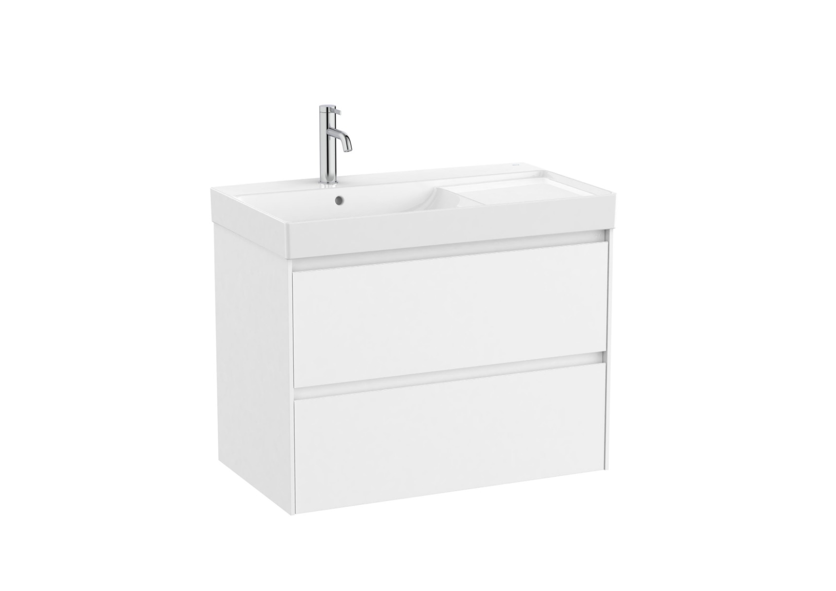 Ona Unik 800mm (base unit with two drawers and left hand basin) - Matt White