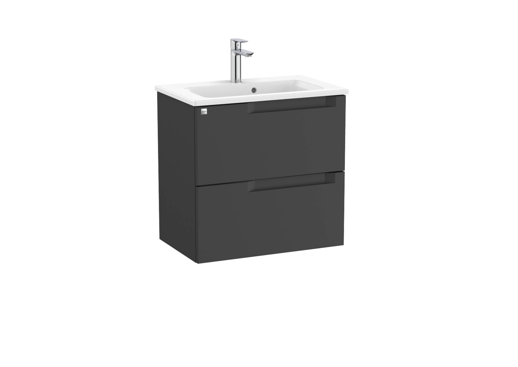 Aleyda Unik (compact vanity unit with 2 drawers and basin) 600 x 380 - Matt Black