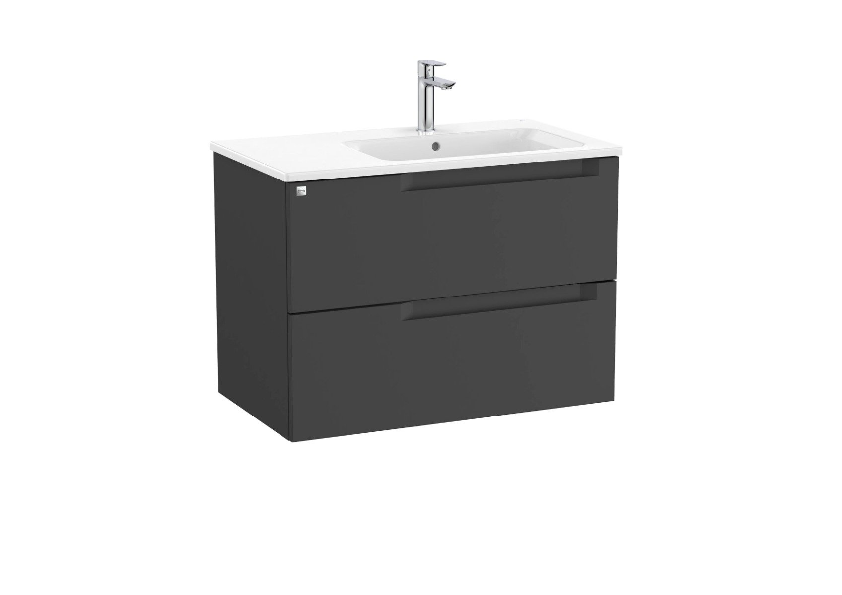 Aleyda Unik (vanity unit with 2 drawers and right hand basin) 800 x 460 - Matt Black