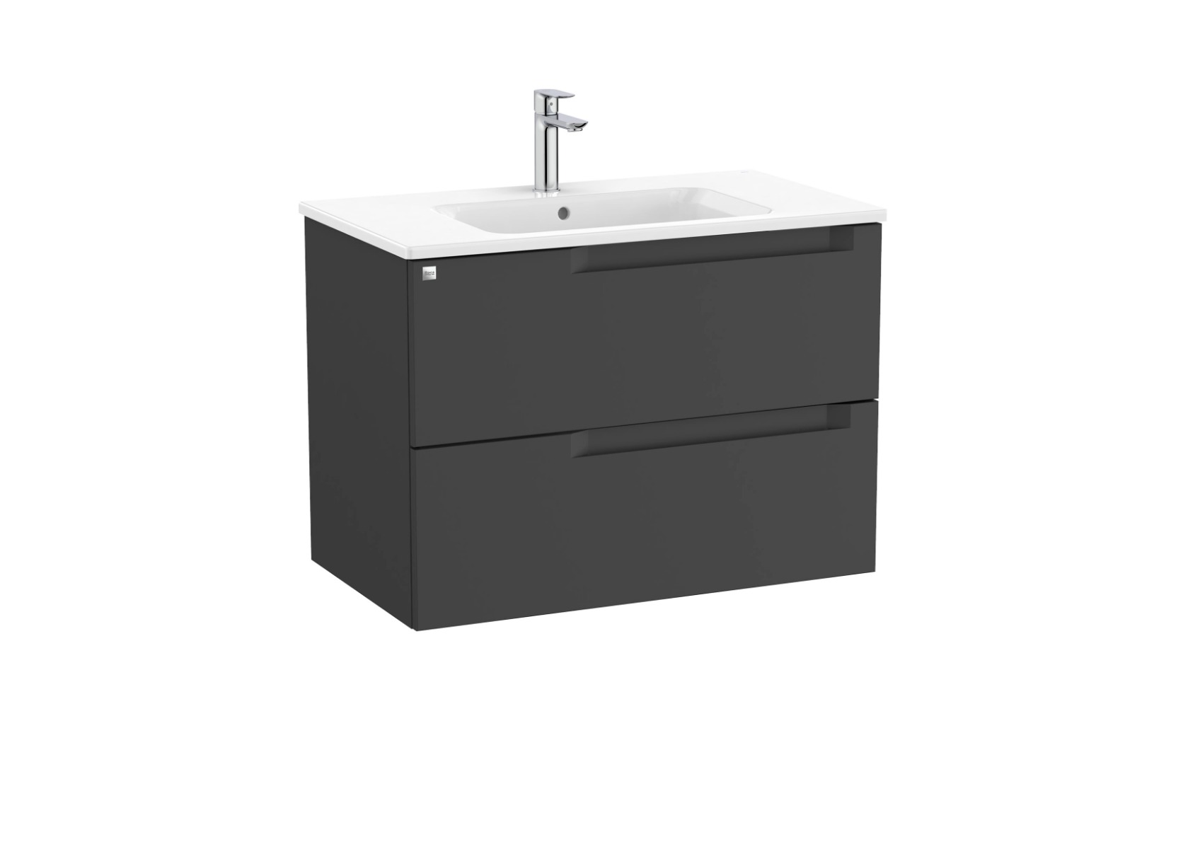 Aleyda Unik (vanity unit with 2 drawers and central basin) 800 x 460 - Matt Black